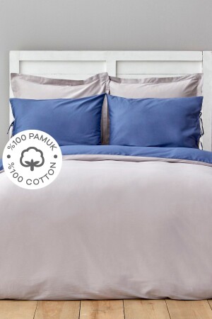 Basic Gray Indigo Double Sided Single Duvet Cover Set 200. 18. 01. 0686 - Karaca Home