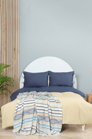 Basic Indigo-beige Reversible Double Duvet Cover Set 200. 20. 01. 0644 - Karaca Home