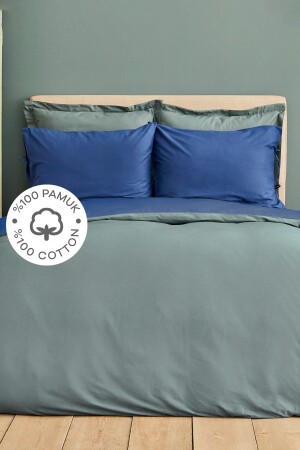 Basic Navy Blue Petrol 100% Cotton Double Sided Double Duvet Cover Set 200. 18. 01. 0694 - Karaca Home