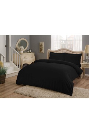 Basic Satin Double Duvet Cover Set Black 60179214 - Taç