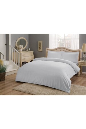 Basic Satin Double Duvet Cover Set Gray 60179217 - Taç