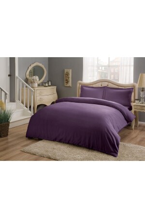 Basic Satin Double Duvet Cover Set Plum 60179216 - Taç