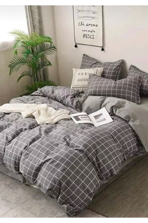Basic Square Line Double Duvet Cover Set 0210639 0214445111 - Sheri Home