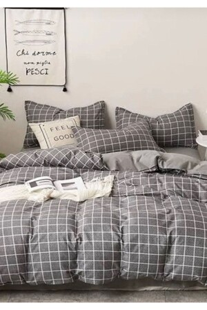 Basic Square Line Double Duvet Cover Set (SHEET 200 X 200CM)new0210639 0214445111 - Sheri Home