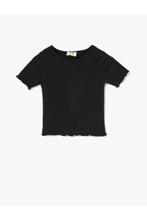 Basic-T-Shirt aus gerippter Baumwolle mit kurzen Ärmeln und Rundhalsausschnitt - Koton