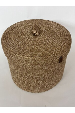 Basket with Jute Wicker Lid - Hand Woven - Multi-Purpose Basket - Bathroom and Kitchen Organizer - Fabricart Hali
