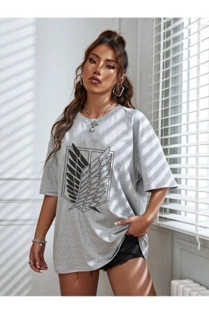 Baskılı Siyah Tişört Attack On Titan Logo - Modern Moda