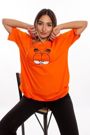 Baskılı Turuncu Oversize Unisex Tshirt - Blackbonds