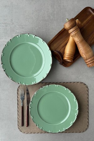 Bastien Green Handmade Porcelain Serving Plate Set for 6 Persons 25 Cm PDBTYYS06SS00 - porselenden