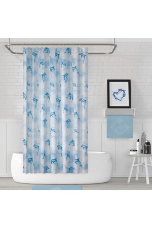 Bath Curtain Dolphin Pattern Domestic Production Shower Curtain Plastic C-Ring Gift 180x200cm Bathroom Curtains Shower Curtains - Tropikhome