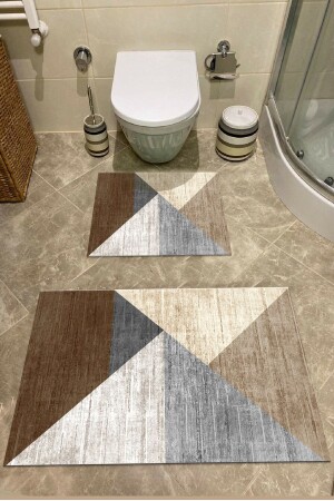 Bath Mat Toilet Set Set of 2 with Anti-Slip Base 1015 - SÜNGERSAN