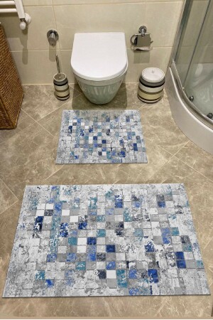 Bath Mat Toilet Set Set of 2 with Non-Slip Base 1014 - SÜNGERSAN