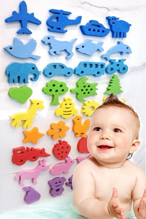 Bath Pool Toys Hard Eva Sponge That Sticks When Wet 32 ​​Pieces - Evakanca