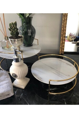 Bathroom Cosmetic Jewelry Organizer Perfume Stand Multi-Purpose Organizer Two Tiers Presentation Tray HazellaEdit - Hazella Home