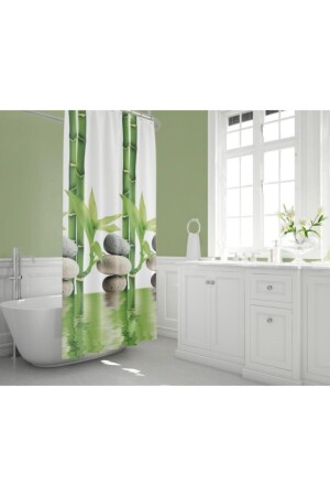 Bathroom Curtain 1x120x200 Single Wing Shower Curtain with Ring Gift 10056 BAPTRO10056STC120 - Zethome