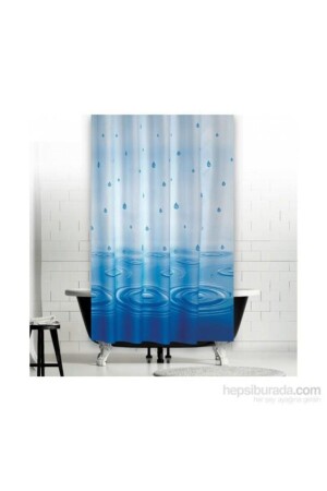 Bathroom Curtain 1x120x200 Single Wing Shower Curtain with Ring Gift 5020 Blue - Zethome