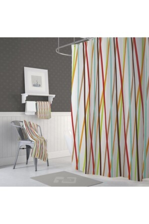 Bathroom Curtain 1x120x200 Single Wing Shower Curtain with Ring Gift 6710 BAPJAC6710ST120 - Zethome