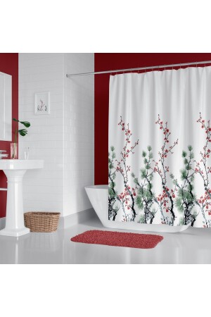 Bathroom Curtain 1x120x200 Single Wing Shower Curtain with Ring Gift 7766 - Zethome
