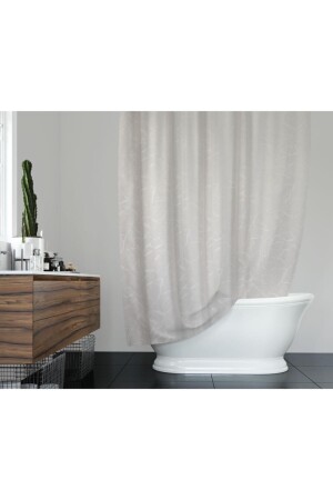 Bathroom Curtain 2x100x200 Double Wing Shower Curtain with Ring Gift 5026 White BAPGUN5026STC - Zethome