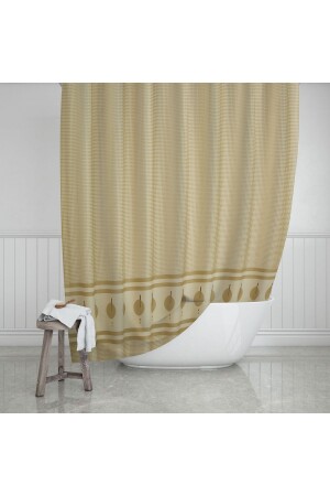 Bathroom Curtain 2x110x200 Double Wing Shower Curtain with Ring Gift 5030 Brown BAPEVD5030KAHC - Zethome