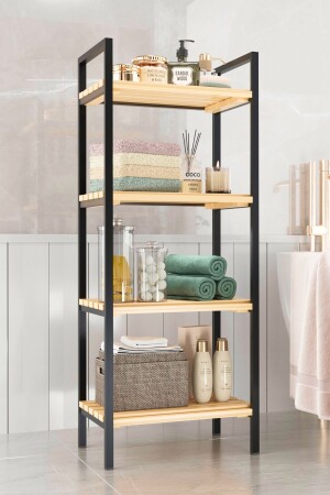 Bathroom Organizer Kitchen Shelf Bathroom Cabinet Multi-Purpose Cabinet 4 Tiers Metal Kitchen Organizer BinoGold646 - Bino