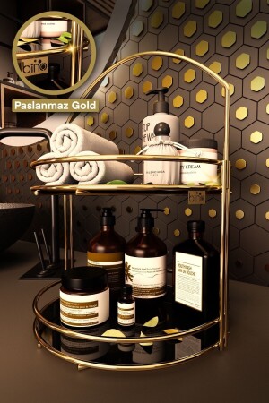 Bathroom Organizer Organizer Jewelry Cosmetic Towel Rack Stand 2 Tiers 40cm - Bino