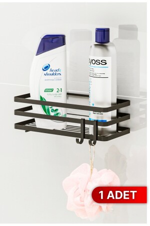Bathroom Organizer Shampoo Holder Soap Dish 1 PC Adhesive Shower Shelf Organizer with 2 Hangers - Bino
