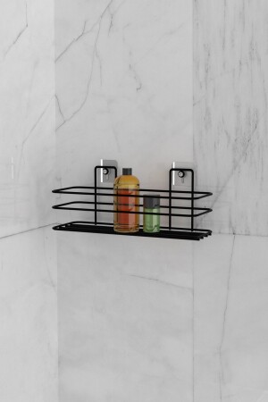 Bathroom Organizer Shampoo Holder Soap Dish Adhesive Bathroom Shelf Matte Black Shower Shelf Organizer - Eva Metal Tasarim