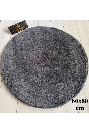 Bathroom Rug Plush Fleece Carpet Round Anthracite 80x80 round anthracite - Bünyan Halı