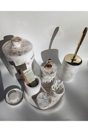 Bathroom Set Tray - Trash Can - Toilet Brush - Liquid Soap Dispenser - Tray - Ture Concept