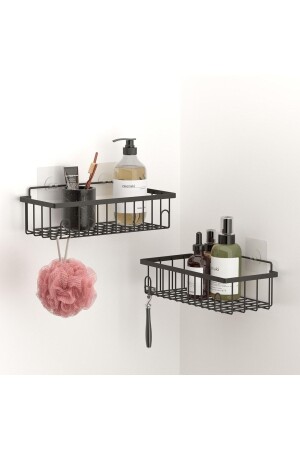 Bathroom Shower Shelf with 2 Hooks 03TXN183 - Teknotel