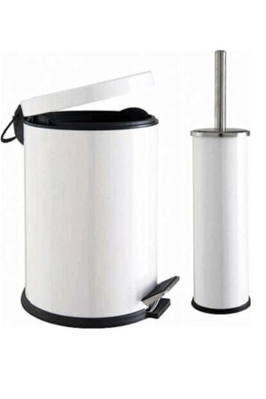 Bathroom White Trash Can 3 Lt + Toilet Brush Set of 2 133 - Maxiflow