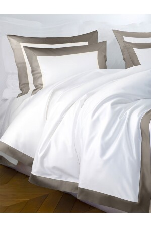 MNZ-King Size King Size القطن ساتين أبيض بني زاوية غطاء غطاء البطاطس مجموعة btbyp218 - METİNEV