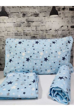 Baumwoll-Einzelbettbezug-Set mit Sternenmuster und elastischen (Spannbettlaken) NEW-STAR-DUVET COVER - GASEL ÇARŞI