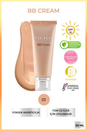 BB Cream 01 Nemlendirici Etkili Doğal Kapatıcı SPF 15 BB Krem - Note Cosmetics