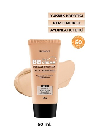كريم Bb منخفضة كثافة MNZ يحتوي على الكولاجين البحري Spf50 Pa رقم:21 60ml كريم Bb سحري 8809567920712 - DEOPROCE