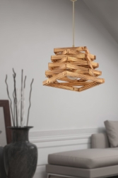 Bcd Design Lighting Mountain Holz-Pendelleuchte, Kronleuchter, goldene Installation, kompatibel mit allen Umgebungen FH63 - Bidolushop