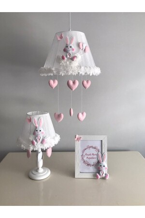 Bebe Çocuk Odası Avize Abajur Ve Çerçeve Tavşan Açık Pembe Beyaz Set TYC00683135652 - Keçeli parti hayalleri