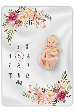 غطاء ذاكرة الطفل (MNZ-Baby Memory Blanket) ، غطاء تصوير المفهوم الشهري للطفل المولود (Newborn Monthly Concept Photography) 150x100 - Moky Design