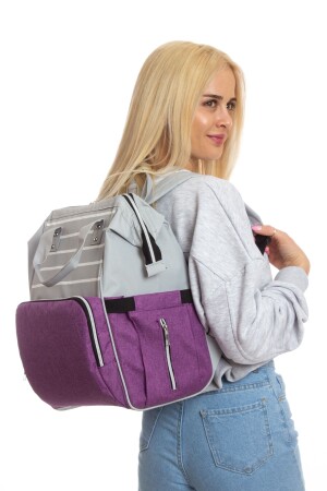 MNZ-Baby Care Backpack تغذية زجاجة ترموس مع مقعد معصومة معصومة معصومة معصومة معصومة 23 رمادية-أسود جديدة - Yerli
