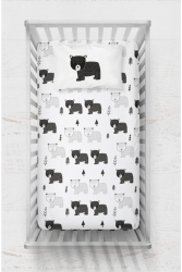 Bebek Boy Pamuk Saten Lastikli Çarşaf Seti (60x120) NYMBBNVRSM00155 - Neym Design