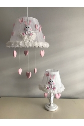 Bebek Çocuk Odası Avize Tavşan Açık Pembe Beyaz Avize Ve Abajur tavşanaçıkpembeabajuravize - Keçeli parti hayalleri