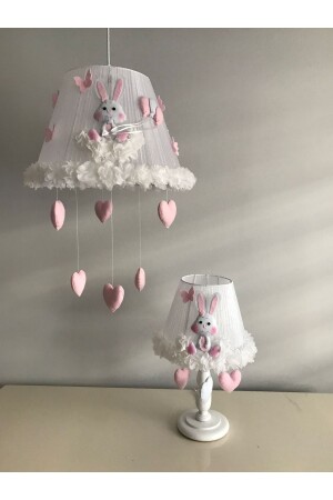 Bebek Çocuk Odası Avize Tavşan Açık Pembe Beyaz Avize Ve Abajur tavşanaçıkpembeabajuravize - Keçeli parti hayalleri