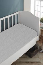 Bebek-çocuk Organik Pamuk Lastikli Penye Çarşaf 60x120 - 70x140 cm Uyumlu Gri - Ladynil