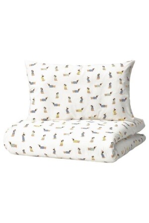 Bebek Nevresim Takımı Meridyen dukkan Beyaz Renk Köpek Temalı 110x125-35x55 Cm 87c89 - IKEA