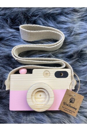 Bebek Oyuncağı Ahşap Fotoğraf Makinesi, -1 Yaş Montessori Oyuncak, Organik Ahşap Oyuncak-bebek Pembe FYA1020M - aswood