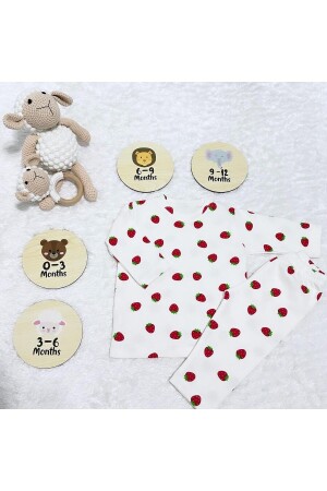 Bebek Pijama Takımı Çilek Desen %100 Pamuk Yenidoğan Çocuk Pijama - Drop Kids