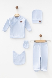 BEBEK RAPORLU ORGANİK 5'Lİ YENİDOĞAN HASTANE ÇIKIŞI SET YK878 YKMERAPOR - yukobaby bebeğiniz için en doğalı