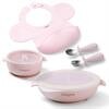 Bebekler için kapaklı silikon mama seti, pembe – 4 parça - BABYONO