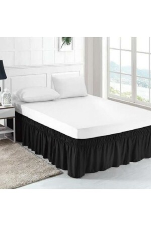 Bed Base Ruffle - Bed Base Skirt - Double - Black - 40x800 - Gelincik Çeyiz